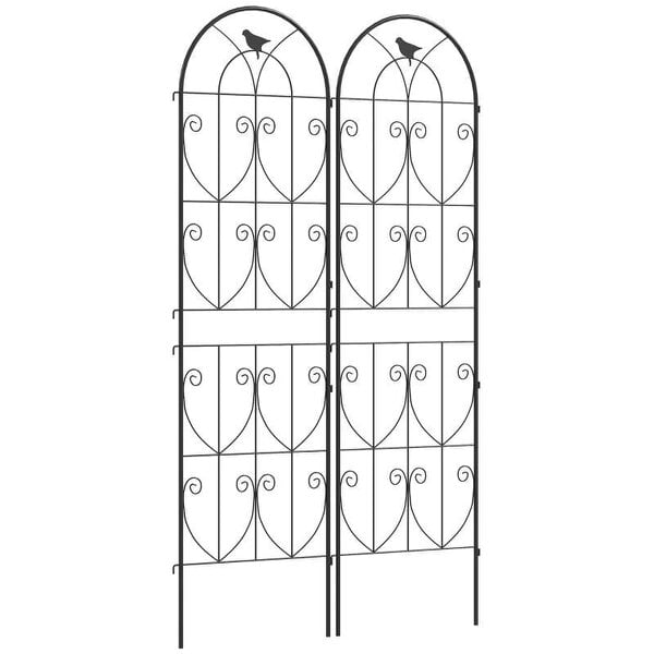 Set of 2 Garden Trellis, Metal Fence Panels for Climbing Outdoor Plants, Flowers, 180 x 50cm