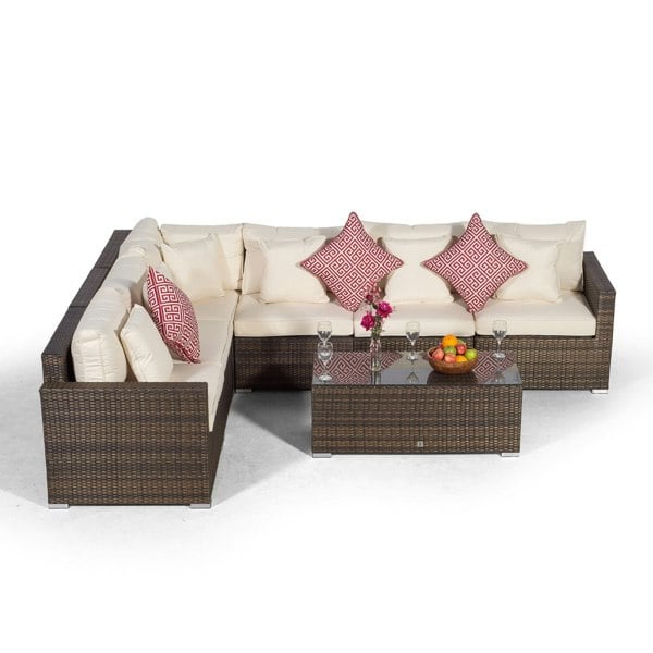 Giardino Havana 6 Seat Rattan Corner Sofa Set with Large Coffee Table