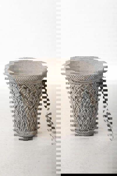 Pair of Large Wicker pattern Stone Plant pot