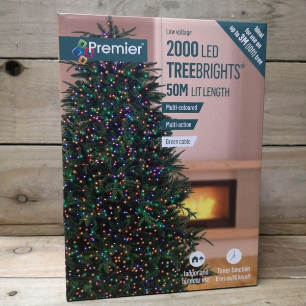 Samuel Alexander 2000 LED 50m Indoor Outdoor Christmas Multi Function Mains Operated String Lights with Timer in Multicoloured