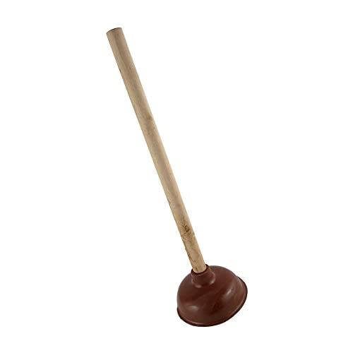 KAV Large Toilet Plunger Sink Drain Cleaner with Wooden Handle & Strong Rubber Suction Cup for Cleaning Bathroom, Shower, Clogged Kitchen Sink - 40cm