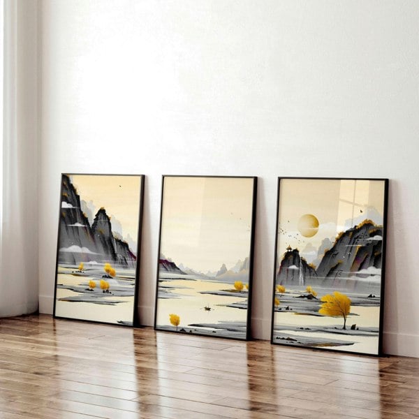 Wall art home office | set of 3 Japanese wall art