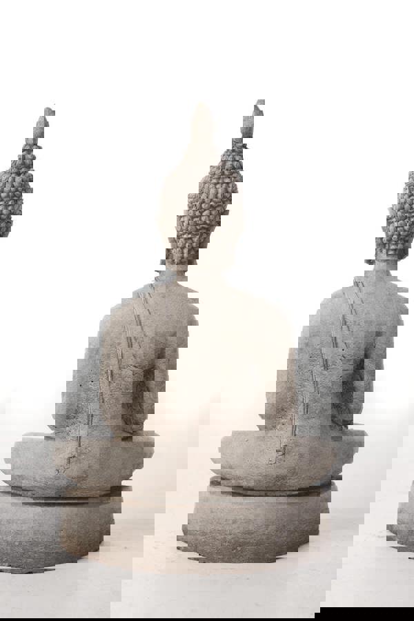 Medium Stone Cast Buddha Statue with Traditional Hat