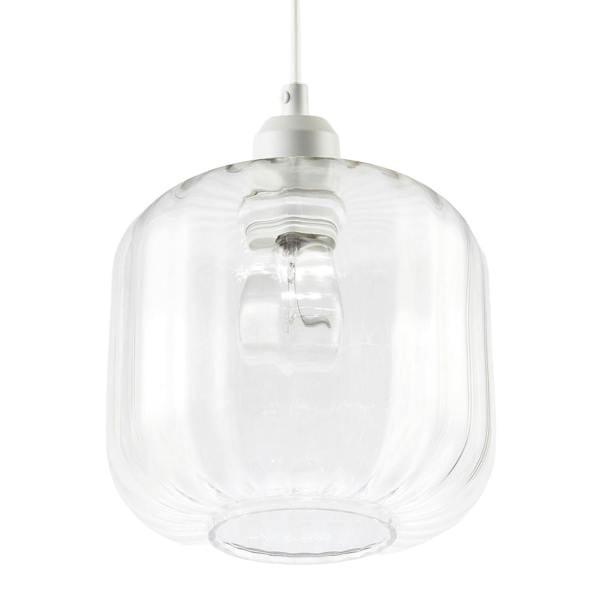 Contemporary Transparent Glass Wide Ribbed Square Pendant Light Shade Image 5