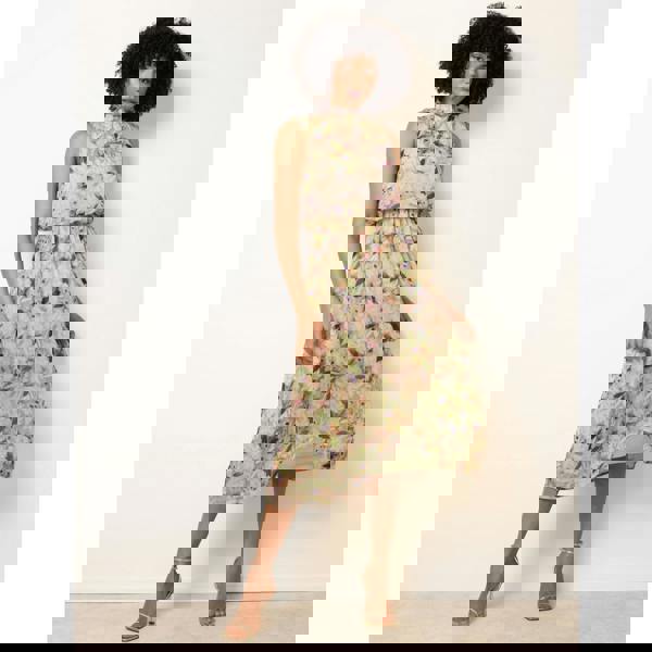 Blue Vanilla Watercolour Printed Sleeveless Midi Dress