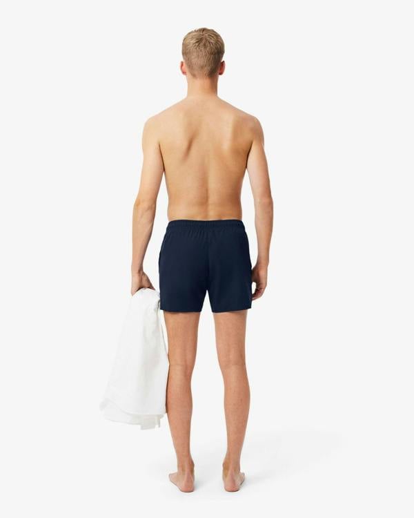 Lacoste Mens Light Quick-Dry Swim Shorts - Navy Blue/Green 802 | CHO | Designer Mens Shorts