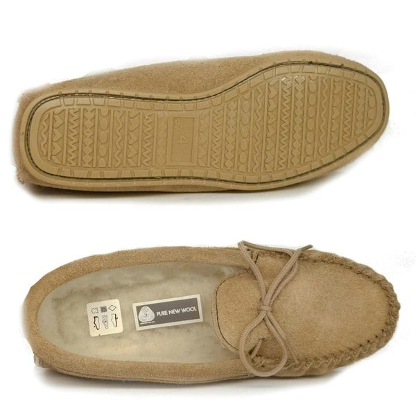 Mokkers Coopers Suede Wool Lined Ladies Pink Moccasin Slippers Made In England