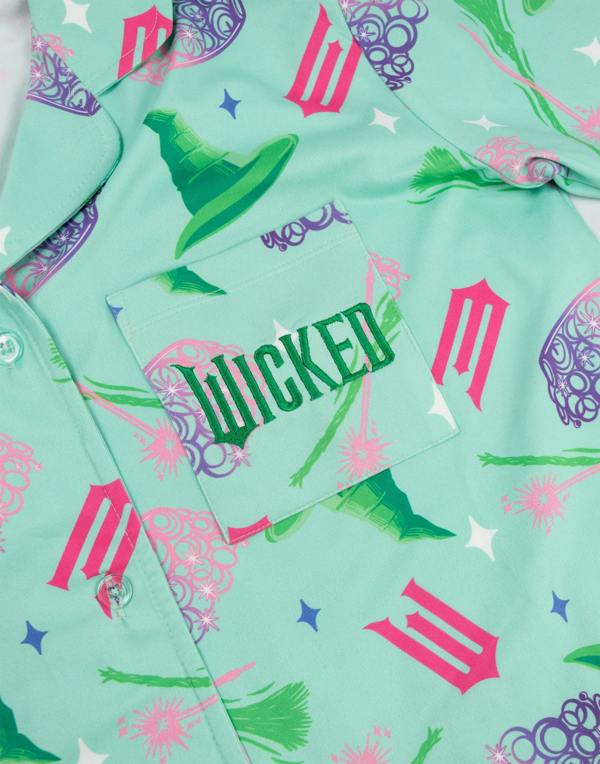 Wicked Womens Green Character Long Sleeve Long Leg Pyjama Set