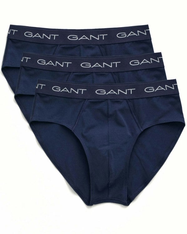 Gant - 3 - Pack Classic Logo Men's Briefs, Navy - Boxers - and - Briefs.net