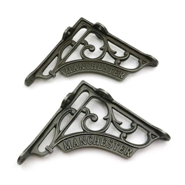 Pair of Antique Cast Iron 'Manchester' Victorian Style Shelf Brackets 