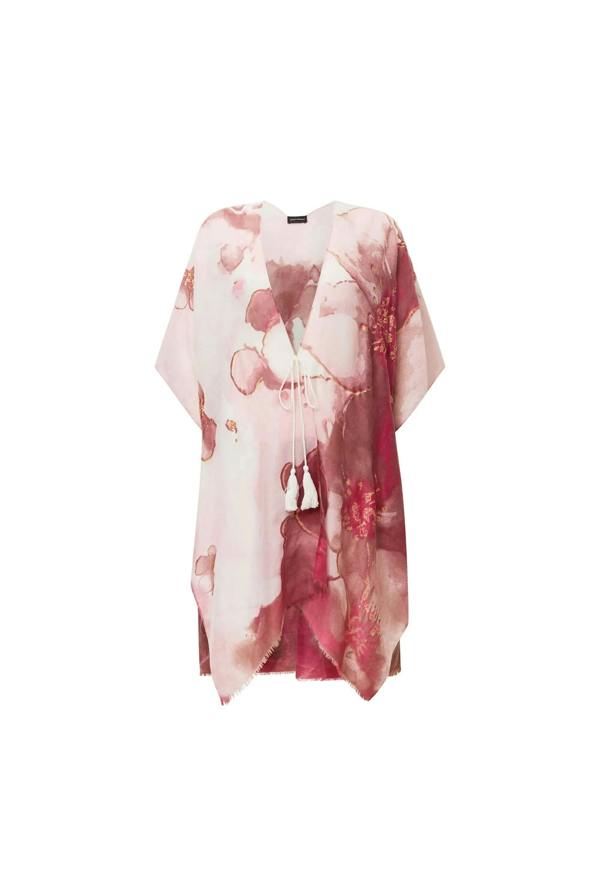 James Lakeland Red Watercolour Floral Kaftan