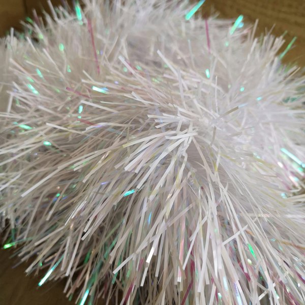 Samuel Alexander 2m x 10cm Festive Tinsel Garland Christmas Tree Decoration Iridescent White