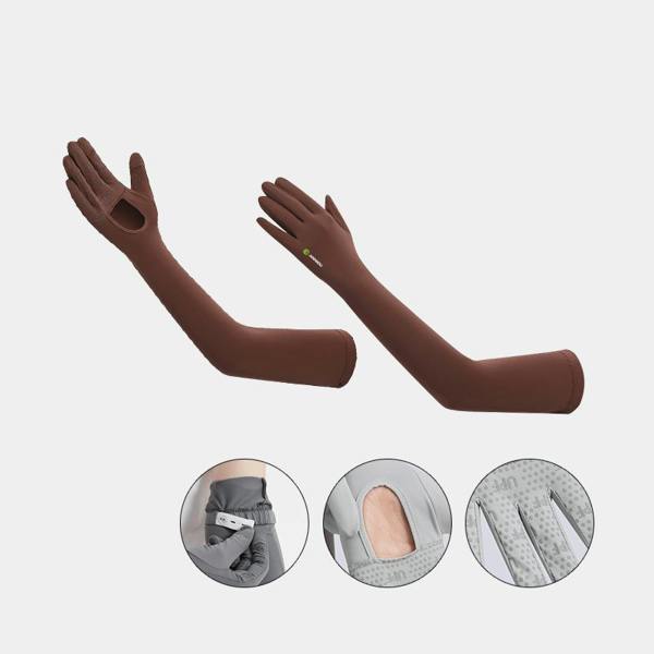 Anniou Full Arm UV Protection Sleeves - Brown
