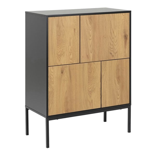 Furniture To Go Seaford 4 Door Sideboard in Black & Oak
