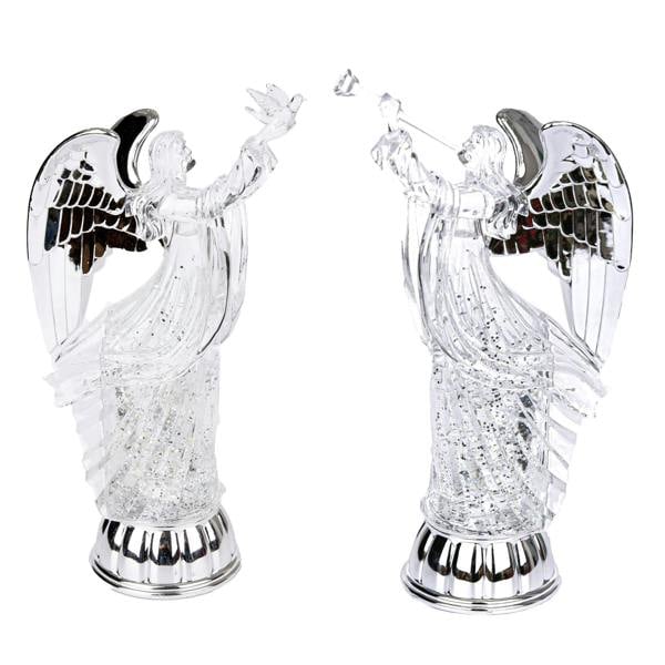 3cm LED Light Up Angel Figure Swirling Glitter Acrylic Christmas Decoration image 4
