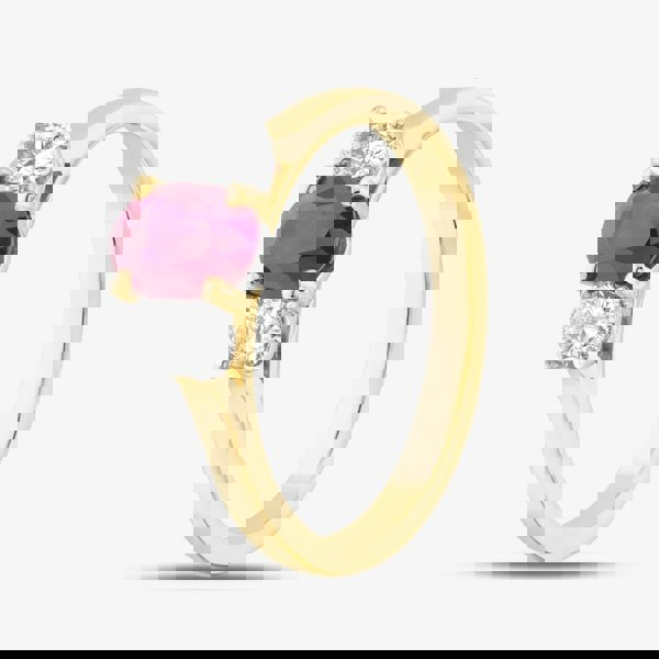 T. H. Baker 18ct Yellow Gold 0.80ct Oval Cut Ruby & 0.37ct Diamond Shoulder Set Solitaire Ring 32312