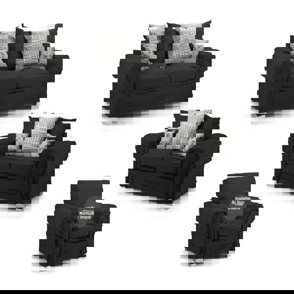 Furnishings For Less Milan Chesterfield Fabric 3 Piece Sofa Suite - Scatter Back