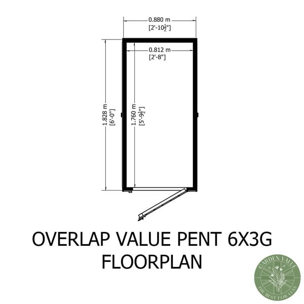 Shire Overlap 6x3 single door pent shed