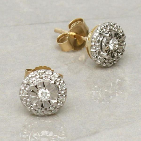 Christopher James of London 9ct Yellow Gold 0.13ct Diamond Stud Earrings