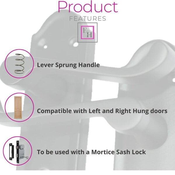 EDH Door Hardware Askworth Door Handle Set – Black Nickel Internal Lock Door Handles 170mm x 48mm