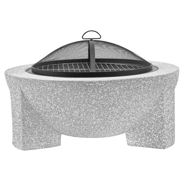 75cm Light Grey Round Fire Pit Wood Burner & BBQ Grill Party Garden Heater - LoopsDirect