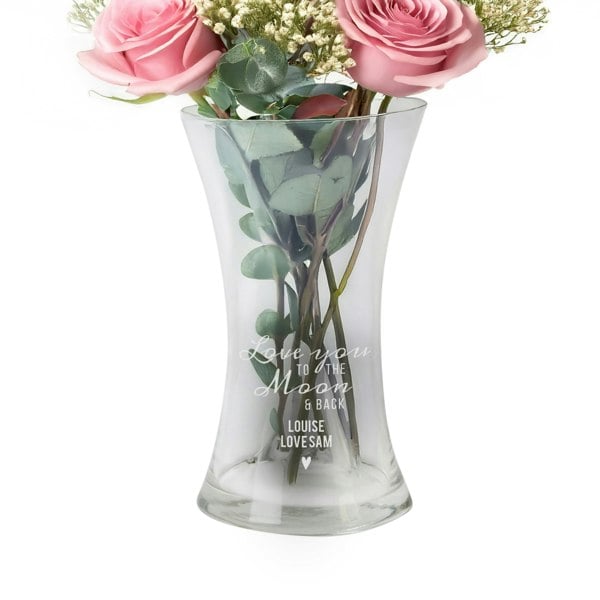 Personalised Memento Company Personalised Love You To The Moon and Back Glass Vase