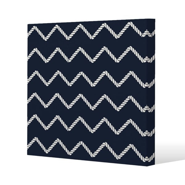 Benjamin Tate Design Zig Zagged Rope Slim Style Canvas Print  50x50cm , 15mm Slim Real wood.