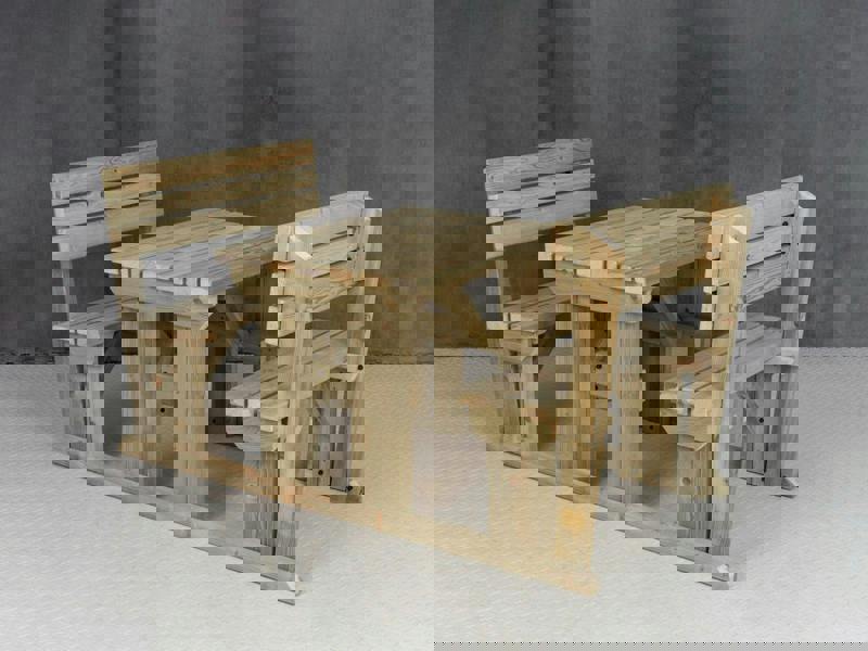 Alders Picnic Table and Benches Set with Backrest – Wooden Outdoor Dining Set for Gardens and Patios