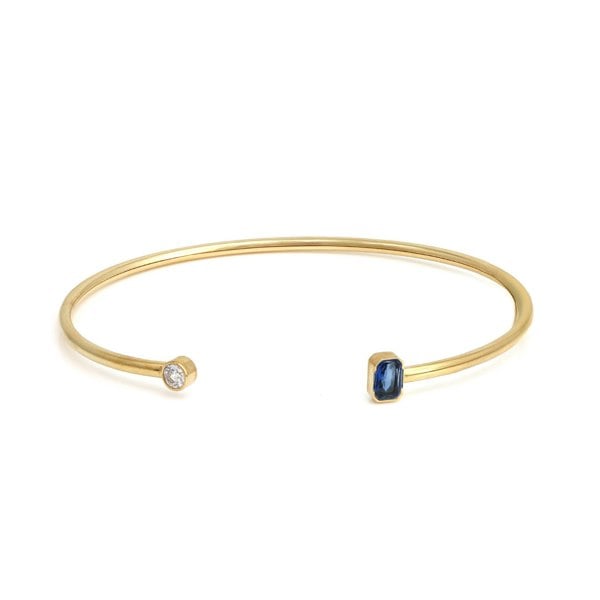 Say It With September Sapphire Birthstone Bangle - Yellow Gold Plated
