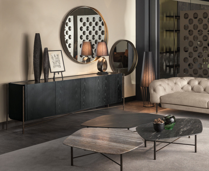 Cantori Italian Black Ash Luxury Sideboard with Porcelain Top