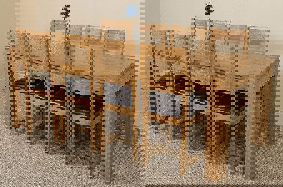 That's Furniture Kuba Extra Large Oak Dining Table with Lincoln Oak Chairs