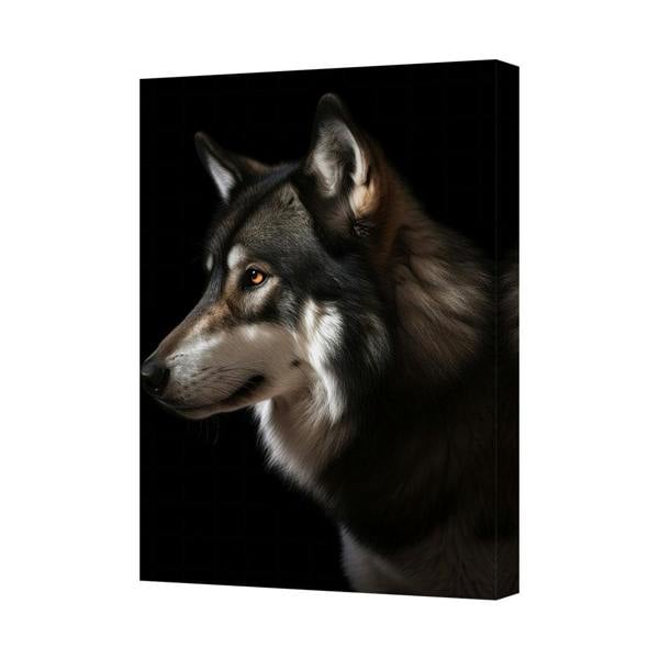 Benjamin Tate Design Wolf Portrait Canvas Wall Art Print Black Background Home Decor