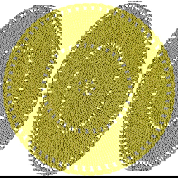 gold kiwi green round boho rug