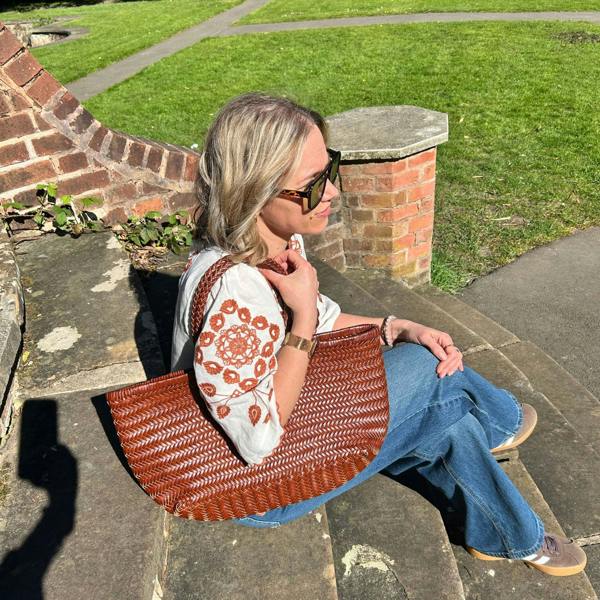 The Large Woven Leather Basket
