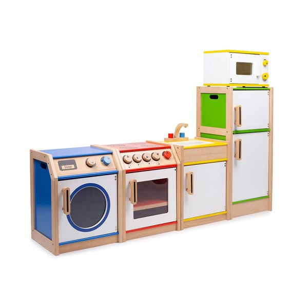 Tidlo Wooden Toy Washing Machine With Clicking Dials And Easy-Open Door