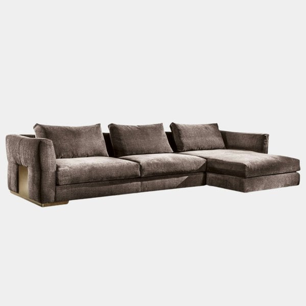 Cantori Tessuto Angular Sofa with Bronze Metal Plate