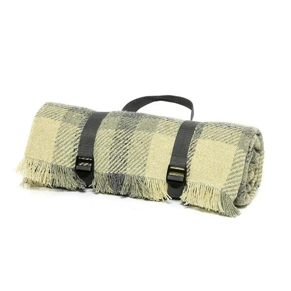 Keith Check Rug Roll/Webbing Straps - 120x150cms - Duck Egg Charcoal/Grey
