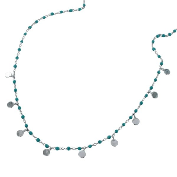 Sterling Silver and Turquoise Enamel Dotty Necklace - Reeves & Reeves