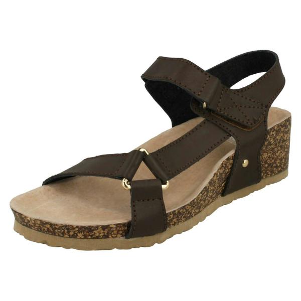 Down to Earth Ladies Down To Earth Mid Wedge Ankle Strap Sandals