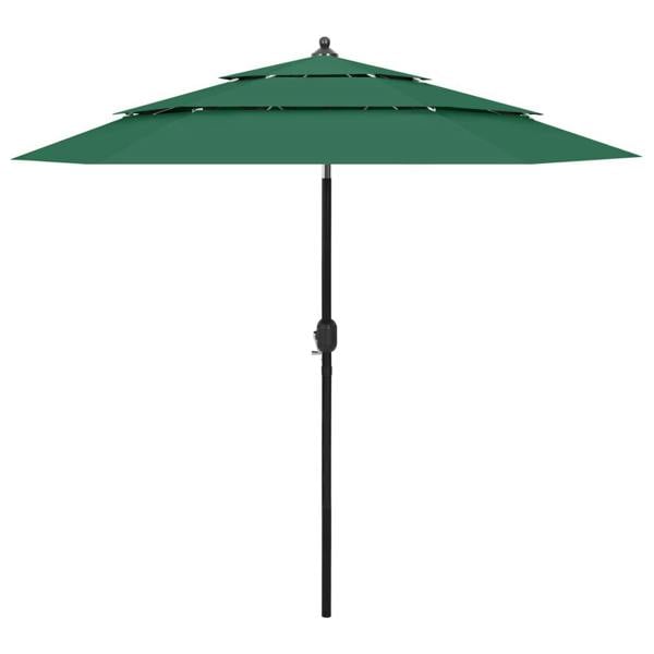 Berkfield 3-Tier Parasol with Aluminium Pole Green 2.5 m