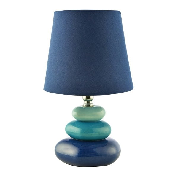 Ceramic Pebble Table Lamp with Midnight Blue Teal and Duck Egg Colours Image 1