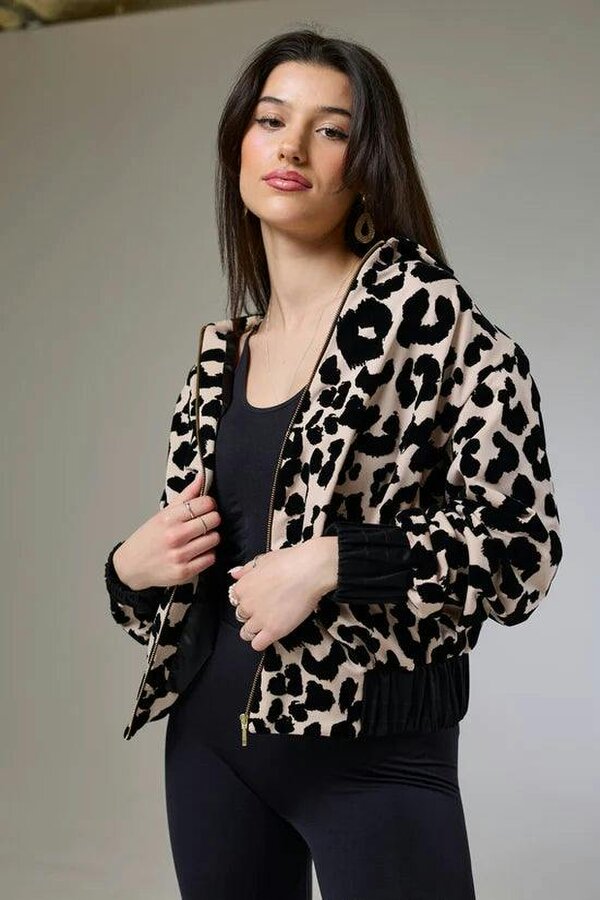 Lioness by TF Leopard Velvet Bomber Jacket