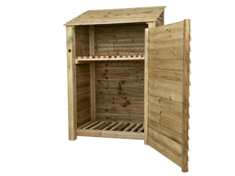 Arbor Garden Solutions Wooden Log Store with Door and Shelf W-119cm, H-126cm Or 180cm, D-88cm
