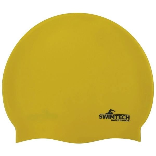 SwimTech Unisex Adult Silicone Swim Cap - Yellow - 