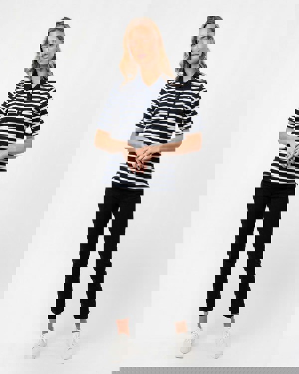 Tommy Hilfiger 1985 Regular Pique Stripe Womens Polo - Breton Desert Sky/Ecru