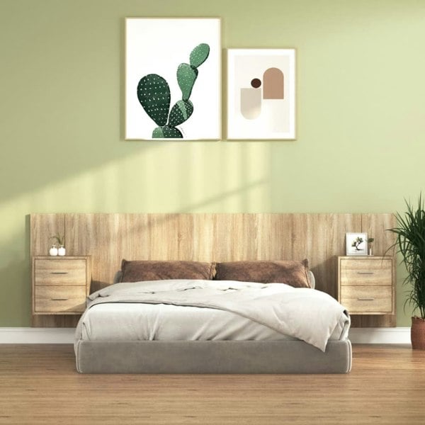 Berkfield Bed Headboard with Cabinets Sonoma Oak Engineered Wood