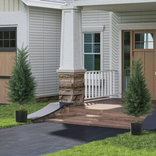 Wyld Haus Lusa Set Of 2 Outdoor Artificial Cypress Trees H8 90cm With UV Resistant Finish