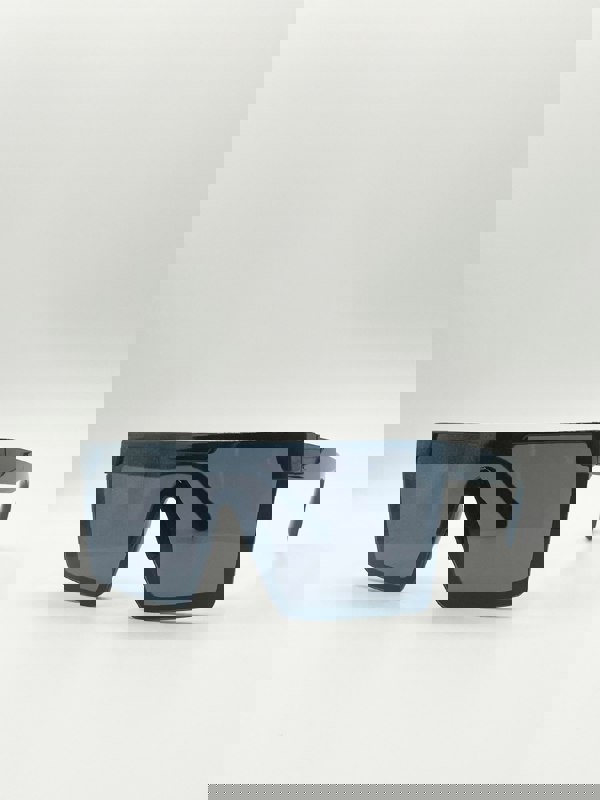 SVNX Black Oversized Flat Top Square Frame Sunglasses