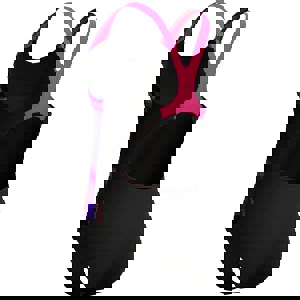 Speedo girls splashback swimsuit in pink black with purple gradient accents