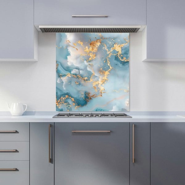 Warren Reed - Designer Blue And Gold Marble Effect Kitchen Splashback